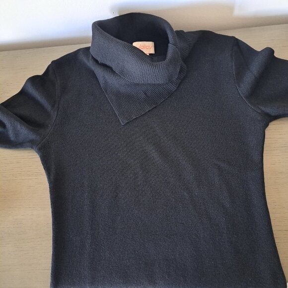 BYBLOS Made in Italy Black Split Collar Wool Pullover Sweater Vintage Size EU 40 - Picture 12 of 14